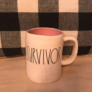 Rae Dunn Survivor mug pink inside